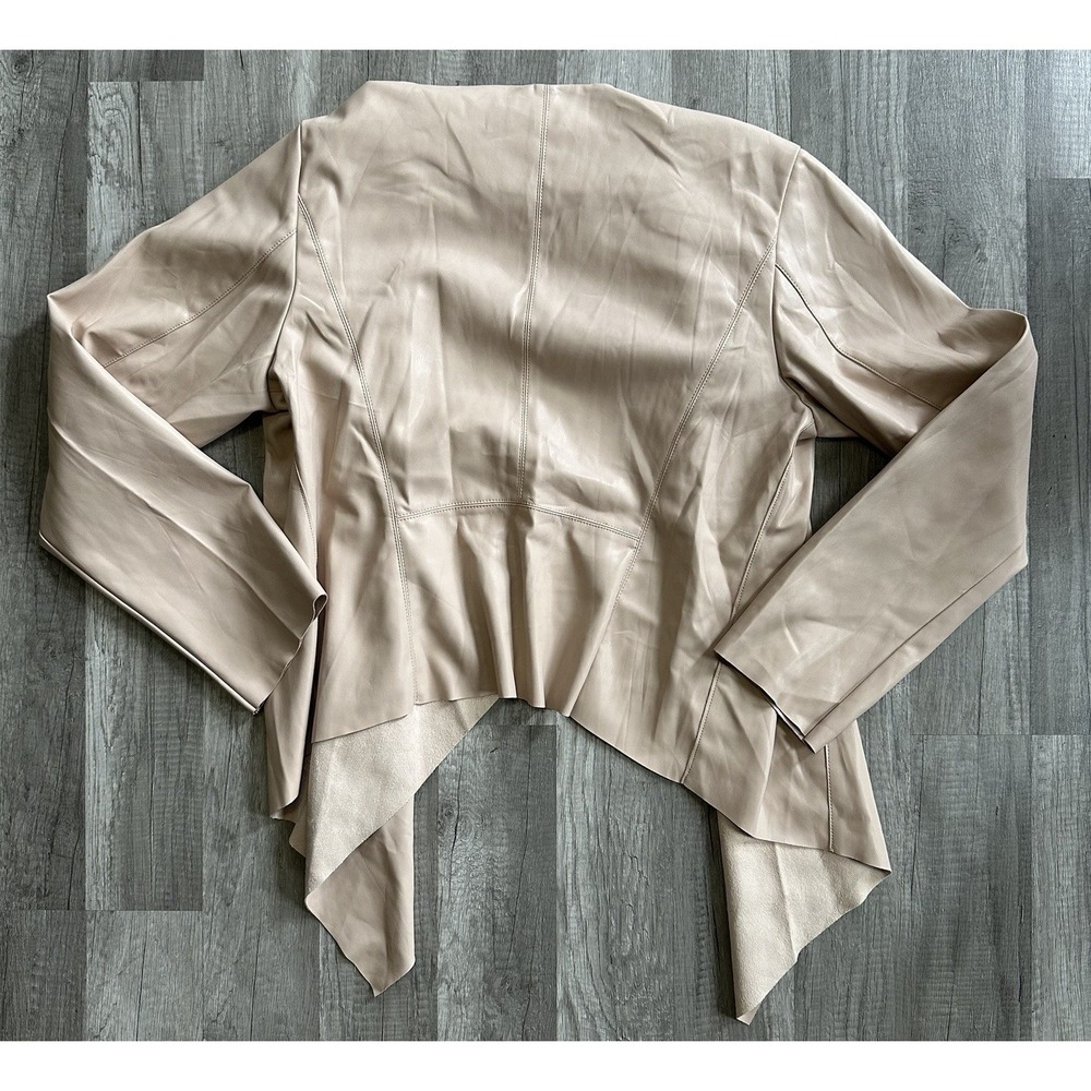 Halogen Womens Blush Beige Faux Leather Draped Open Front Waterfall Jacket 1X - Picture 11 of 12